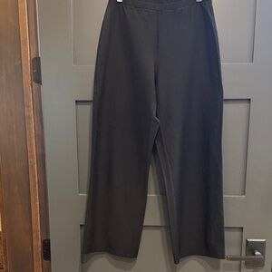 Eileen Fisher Petite Black Knit cropped wide leg pants stretch ponte size XS/ P